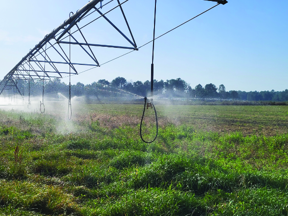 “When we switch off the pivot, some of the deposited particles settle in the bend formed by the pipe instead of finding their way to the sprinklers.